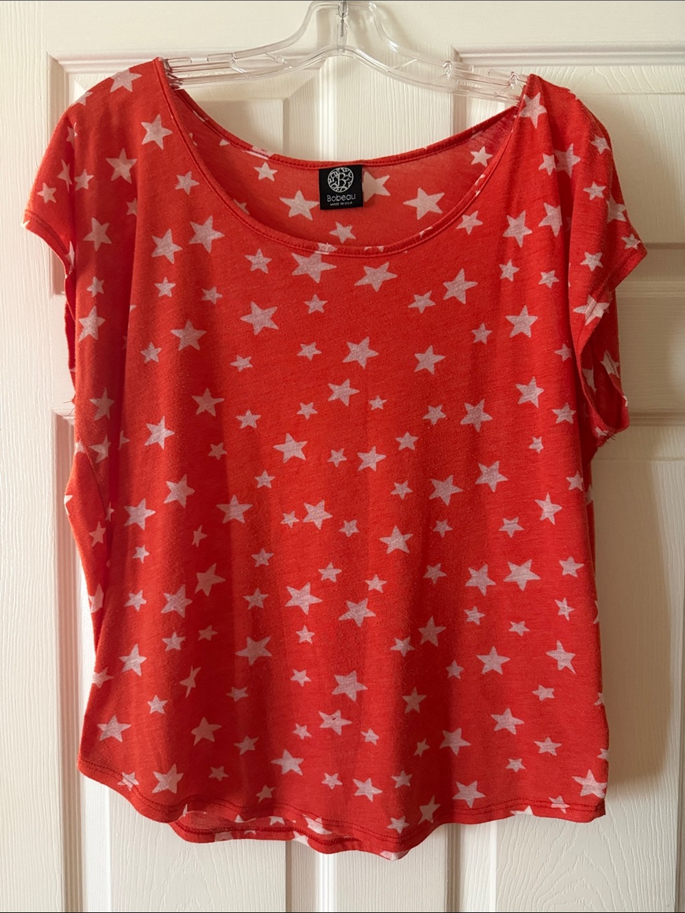 Bobeau Orange Short-Sleeve Star Print T-Shirt